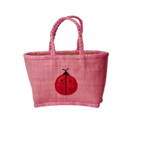 Large Pink Kids Raffia Shopping Basket By Rice DK